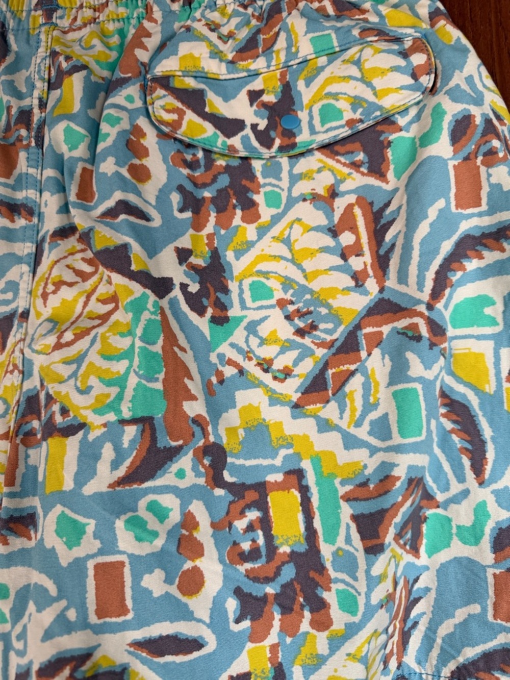Patagonia Women's Teal & Yellow Patterned Athletic Shorts - Picture 4 of 5